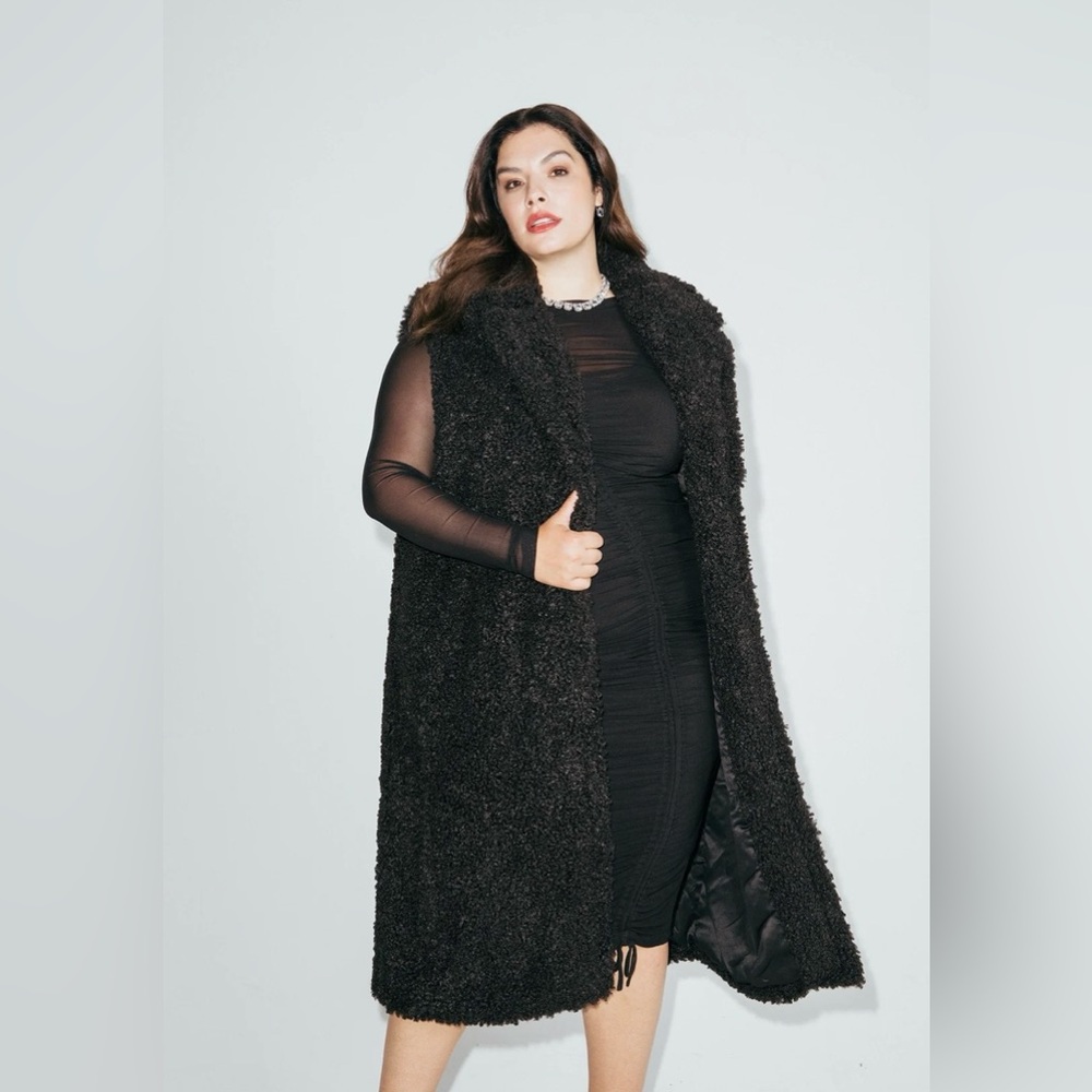 Hilary MacMillan - Black Shearling Long Vest